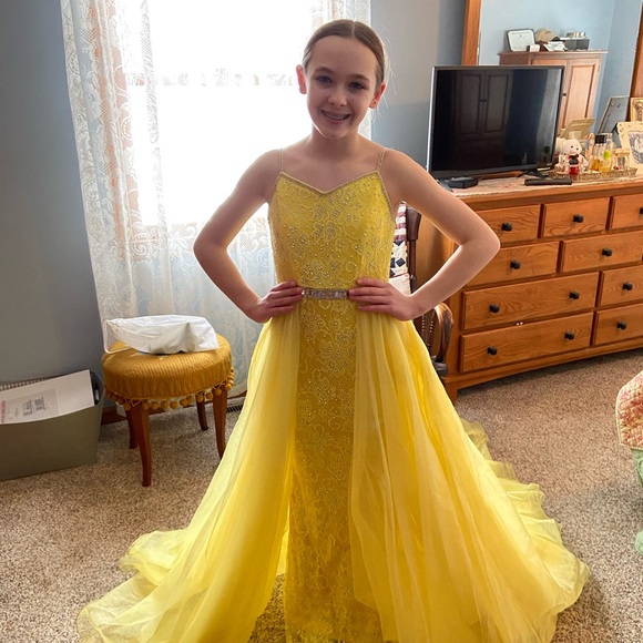 Jonathan Kayne Girls' Formal Pageant Dress with Beaded Bodice